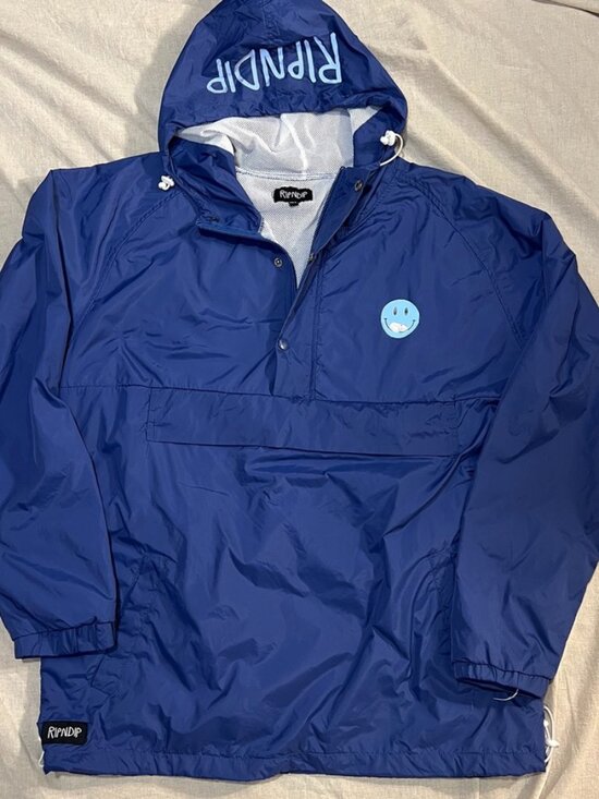 Ripndip Other - RIPNDIP Lord Nermal Windbreaker Mens XL Blue Smiley Cat Anorak Skate Jacket Y2K
